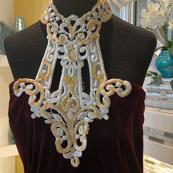 Dollar Dresses & Skirts - Vtg Dollar Velvet & Lace burgundy Cocktail Victorian Christmas Dress size 3X